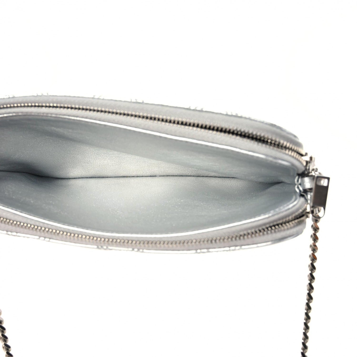 Saint Laurent Metallic Lambskin Quilted Mini Becky Double Zip Bag Argento 8 of 12