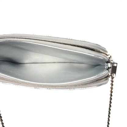 Saint Laurent Metallic Lambskin Quilted Mini Becky Double Zip Bag Argento 8 of 12