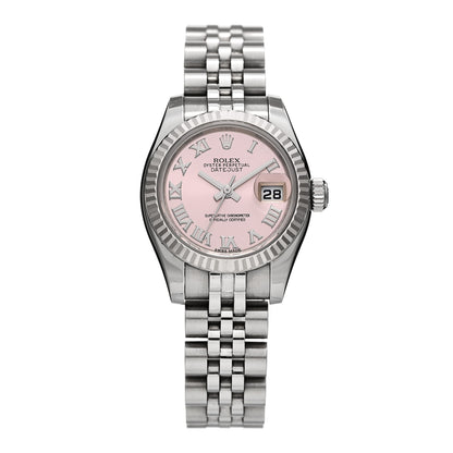Rolex Stainless Steel 18K White Gold 26mm Oyster Perpetual Datejust Watch Pink Roman 179174 1 of 4