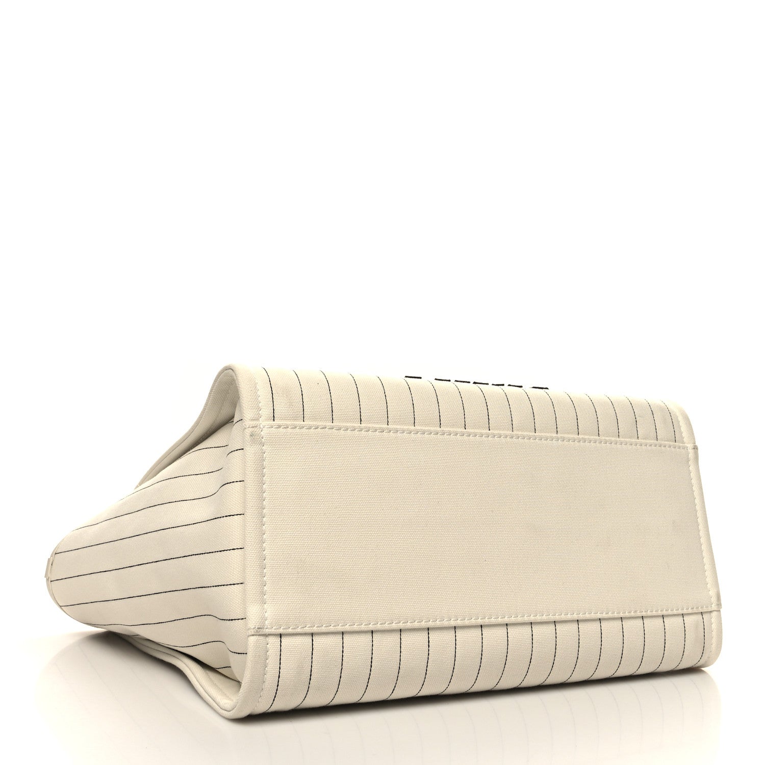 Chanel Canvas Calfskin Striped Medium Deauville Tote White Black 5 of 14