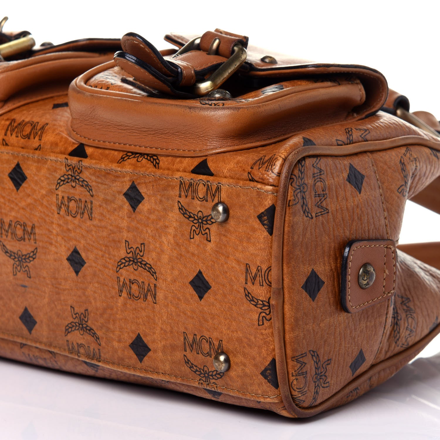 MCM Visetos Satchel Cognac 9 of 12