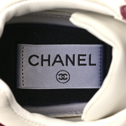 Chanel Calfskin CC Sneakers 36.5 Light Burgundy White Pink 7 of 9