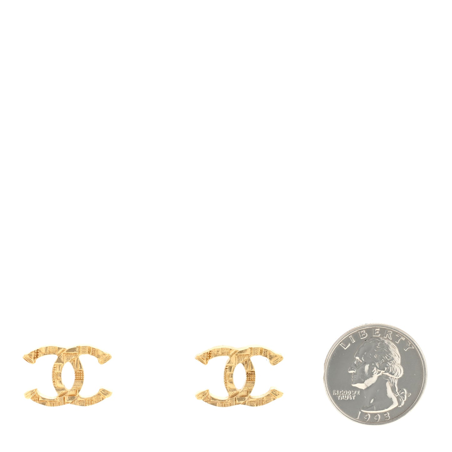 Metal Tweed Effect CC Earrings Gold