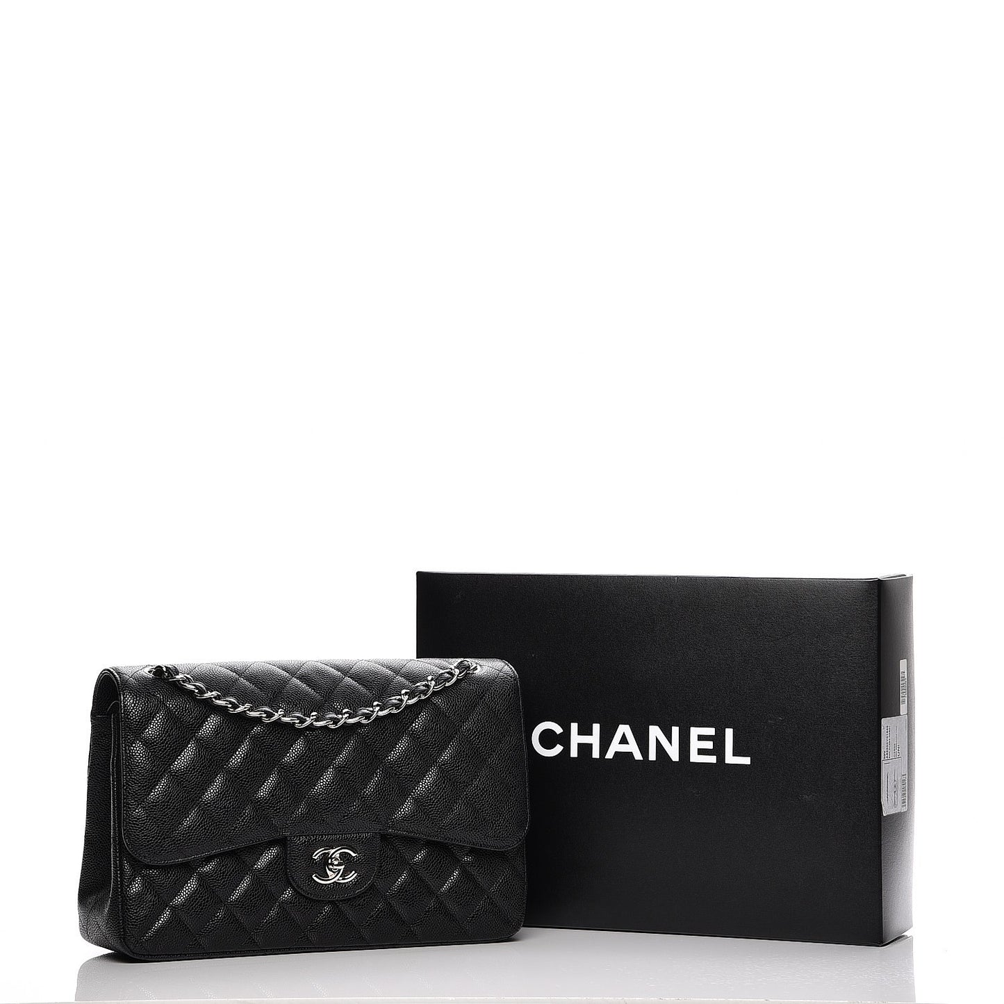 Caviar Quilted Jumbo Double Flap Black