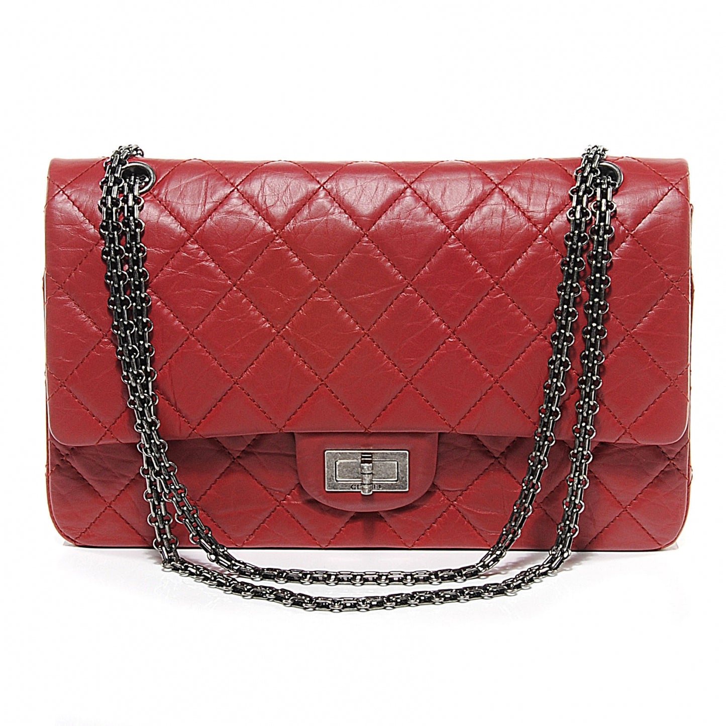 Aged Calfskin Quilted 2.55 Reissue 227 Flap Red