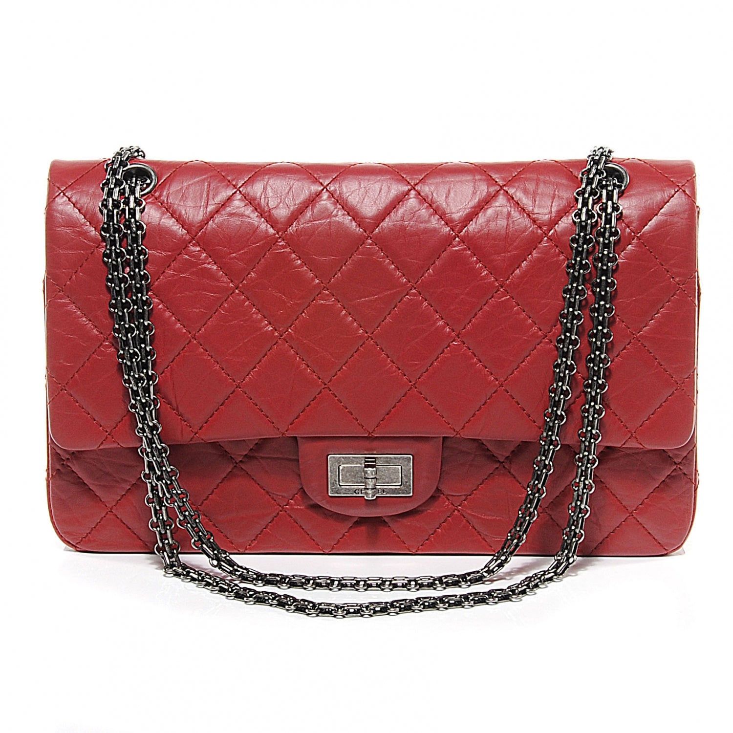 Chanel Aged Calfskin Quilted 2.55 Reissue 227 Flap Red 1 of 8