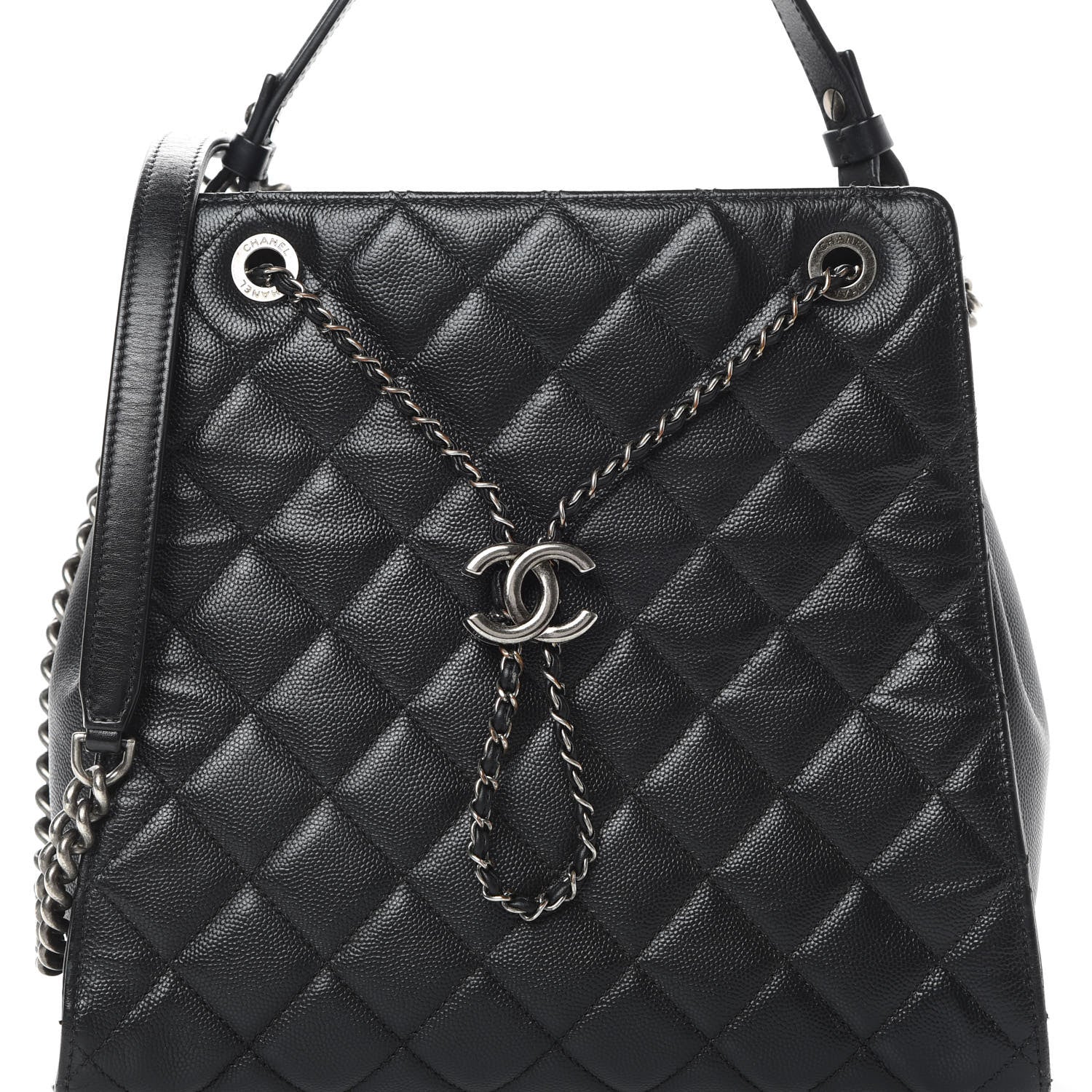 Chanel Caviar Quilted Medium CC Bucket Bag Black 9 of 13