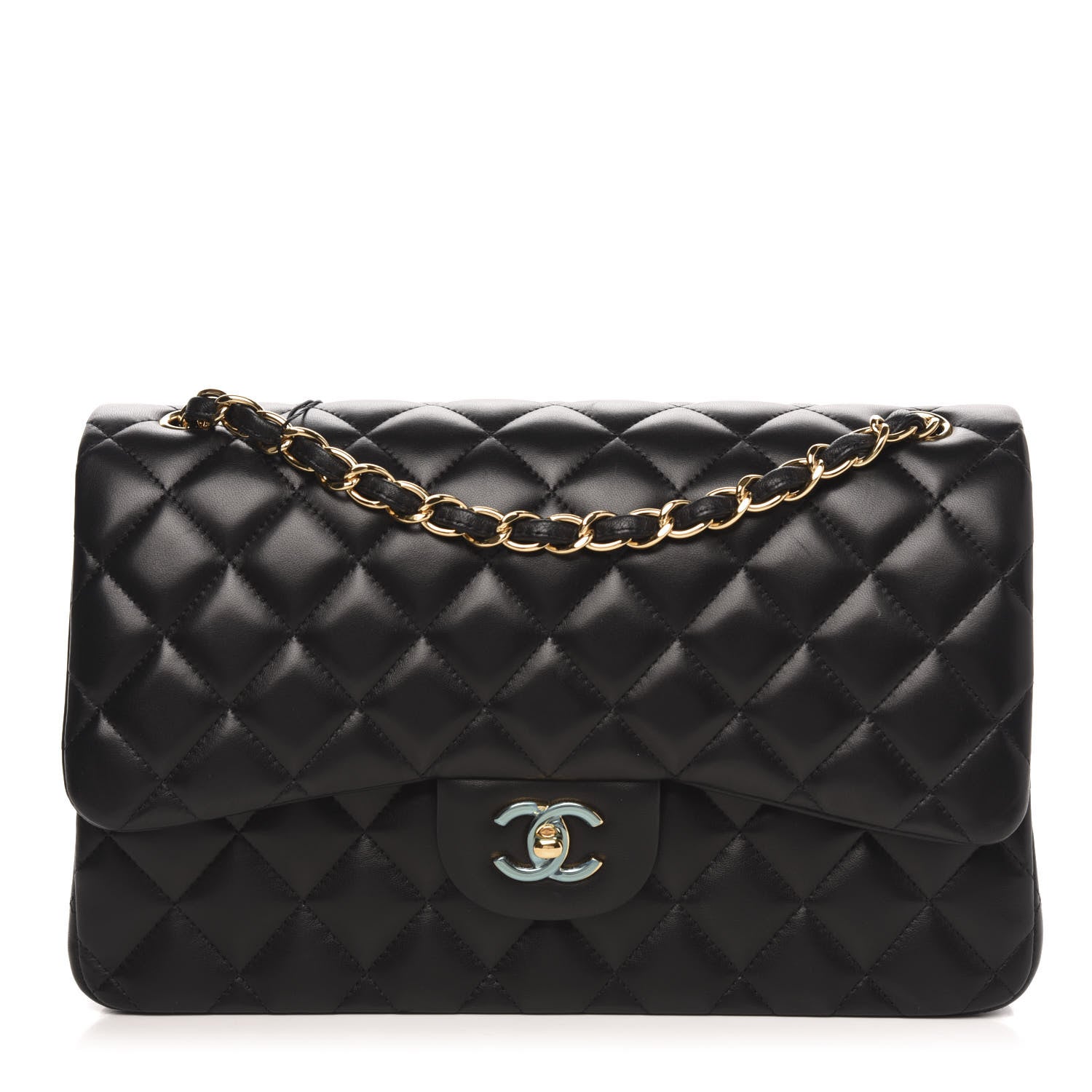 Chanel Lambskin Quilted Jumbo Double Flap Black 1 of 10