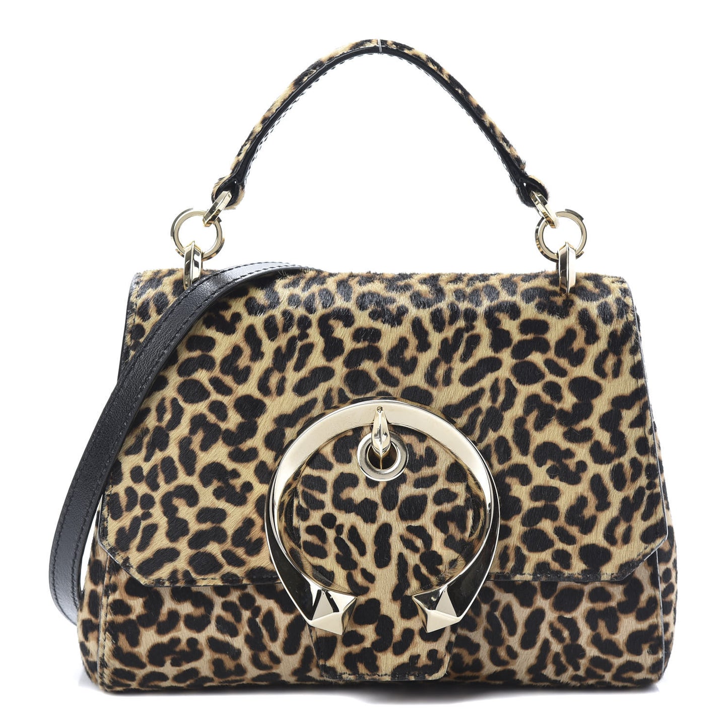 Pony Hair Leopard Print Madeline Top Handle Bag Natural Mix