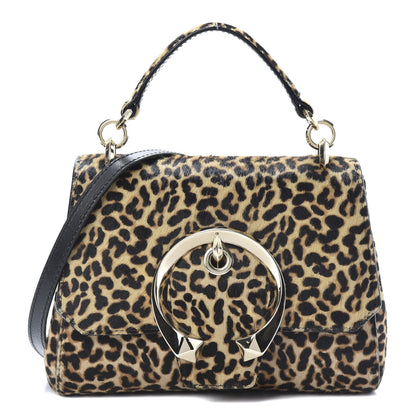 Jimmy Choo Pony Hair Leopard Print Madeline Top Handle Bag Natural Mix 1 of 11