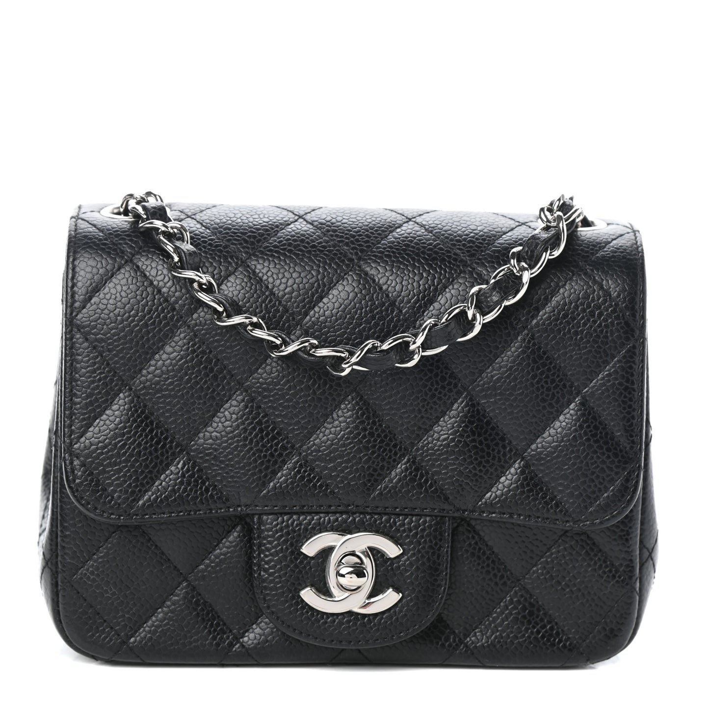 Caviar Quilted Mini Square Flap Black