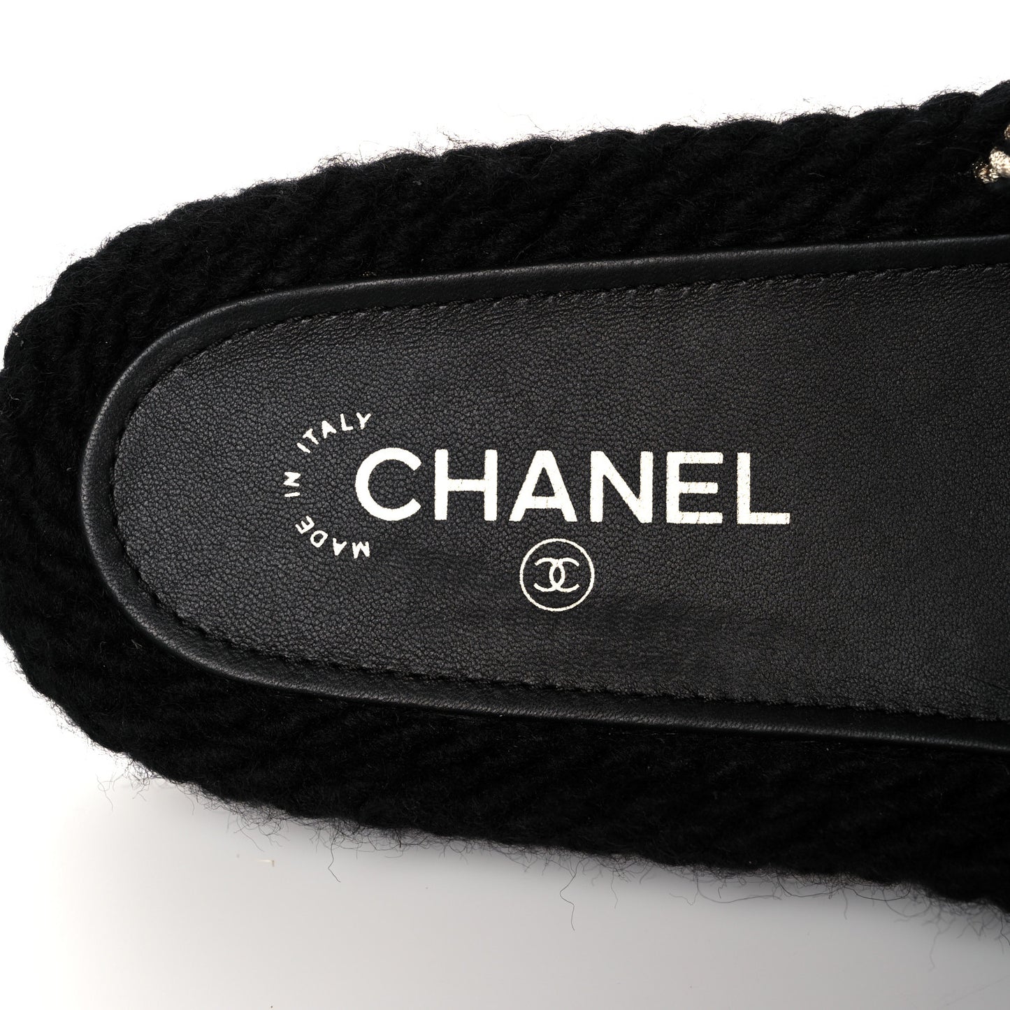 Braided Knit CC Mules 38 Black Gold