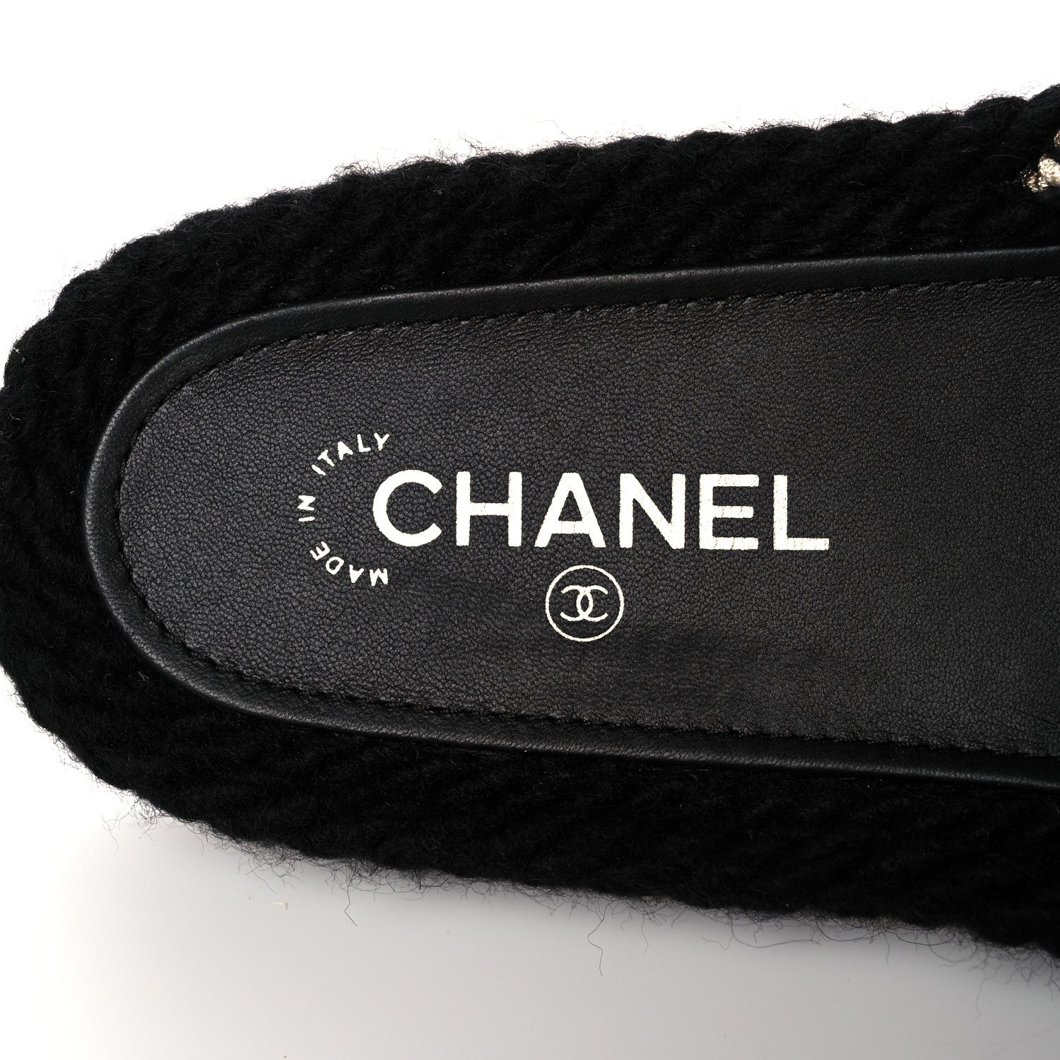 Chanel Braided Knit CC Mules 38 Black Gold 7 of 9