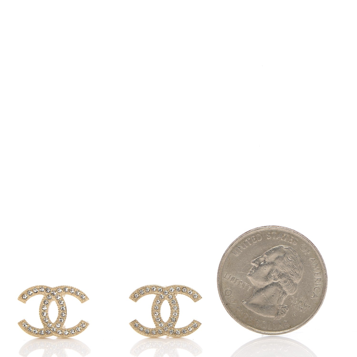 Chanel Crystal CC Earrings Gold 2 of 4