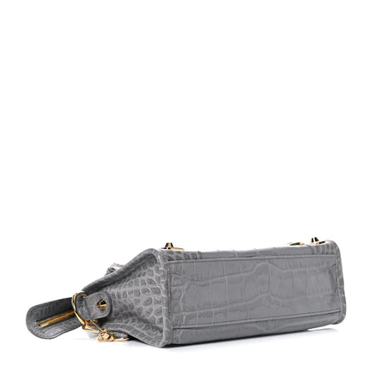 Balenciaga Calfskin Crocodile Embossed Gold Metallic Edge Hardware Mini City Haussmannien 4 of 12
