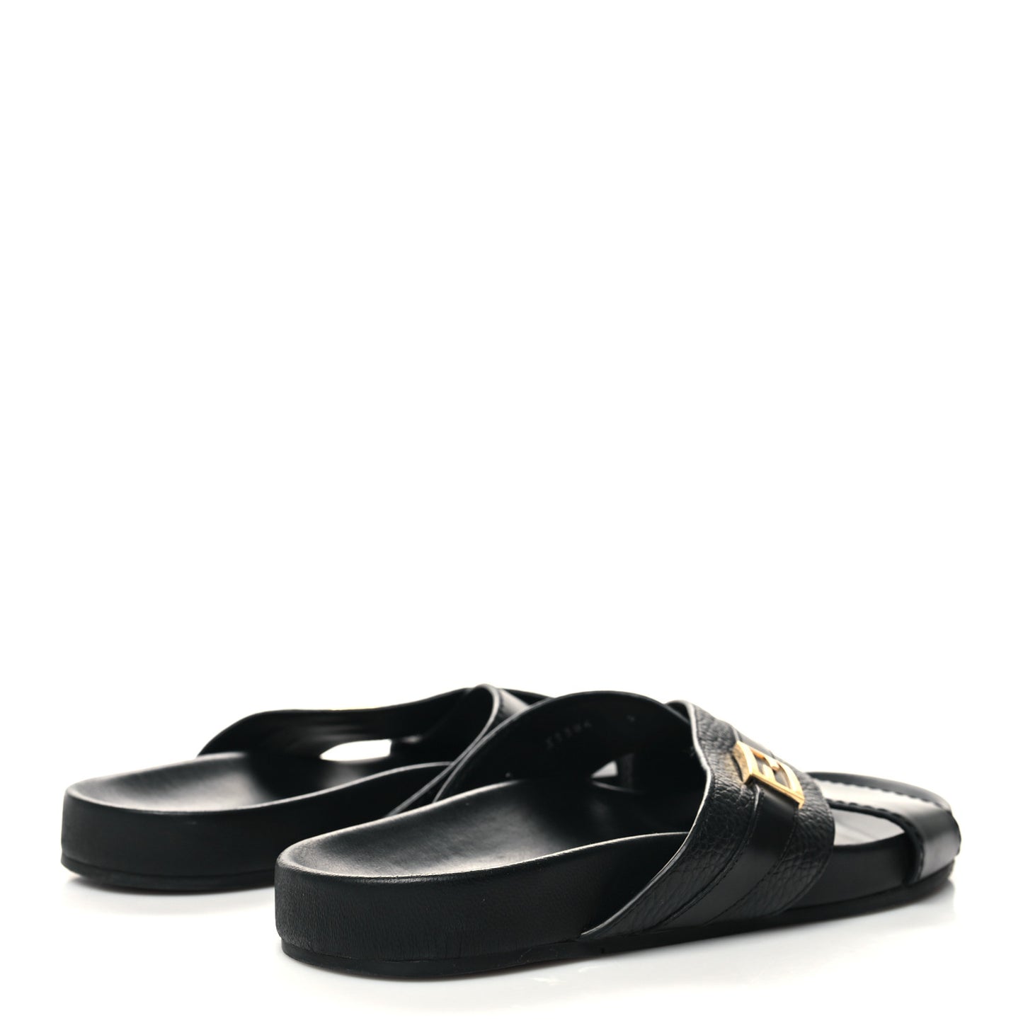 Calfskin FF Mens Slide Sandals 9 Black