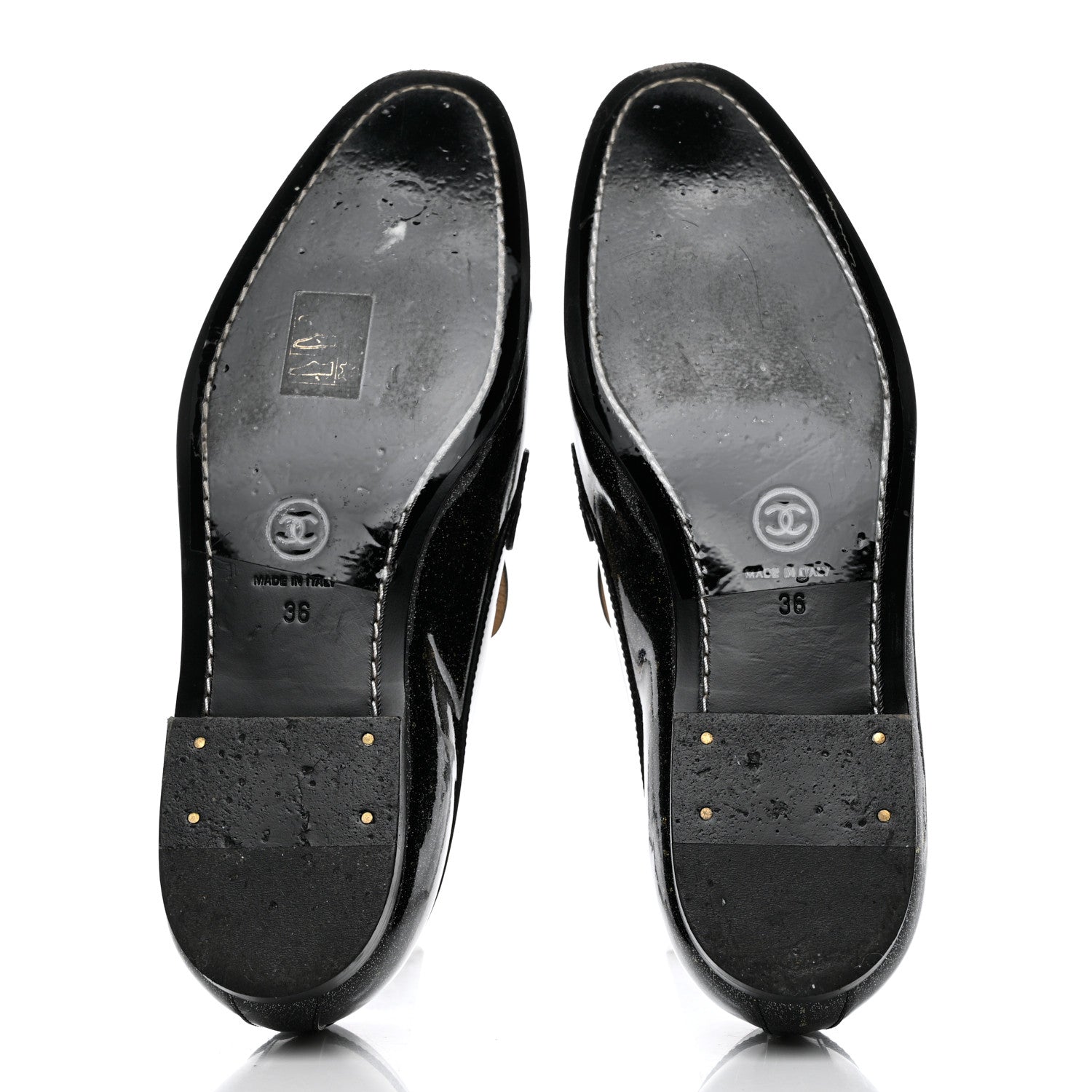 Chanel Patent CC Glitter Mocassin Loafers 36 Black 5 of 8