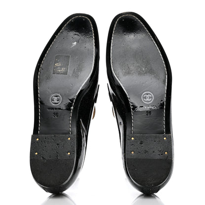 Chanel Patent CC Glitter Mocassin Loafers 36 Black 5 of 8