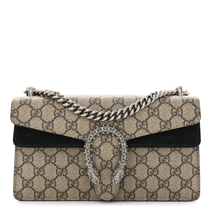 Gucci GG Supreme Monogram Suede Crystal Small Dionysus Shoulder Bag Beige Ebony Black 1 of 12