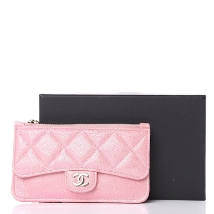 Chanel Iridescent Caviar Quilted Flap Zip Card Holder Pink 8 of 8