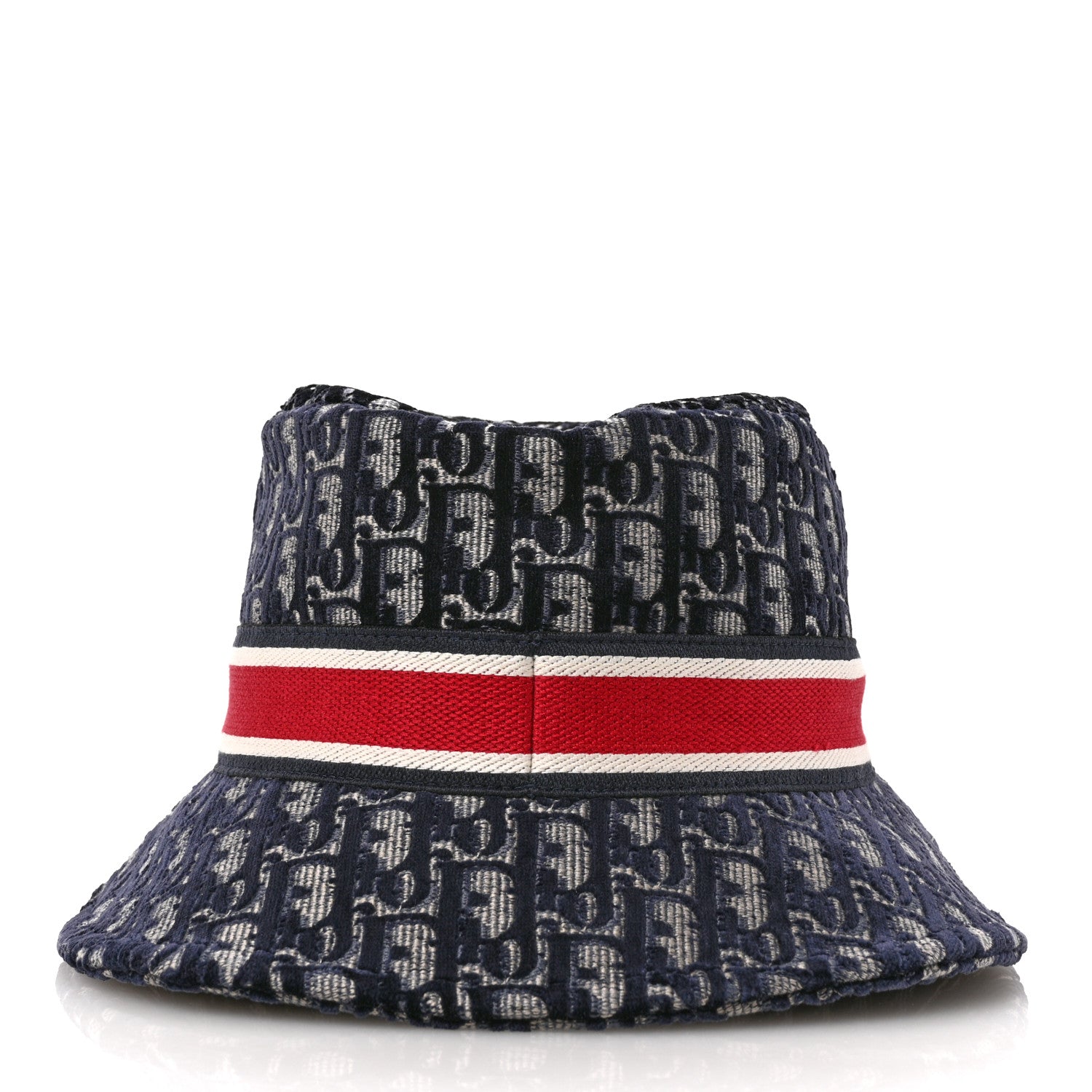 Christian Dior Velvet Oblique Large Brim Bucket Hat 58 Bleu Red 6 of 9