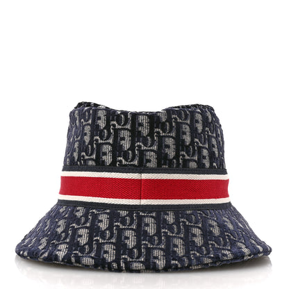 Christian Dior Velvet Oblique Large Brim Bucket Hat 58 Bleu Red 6 of 9