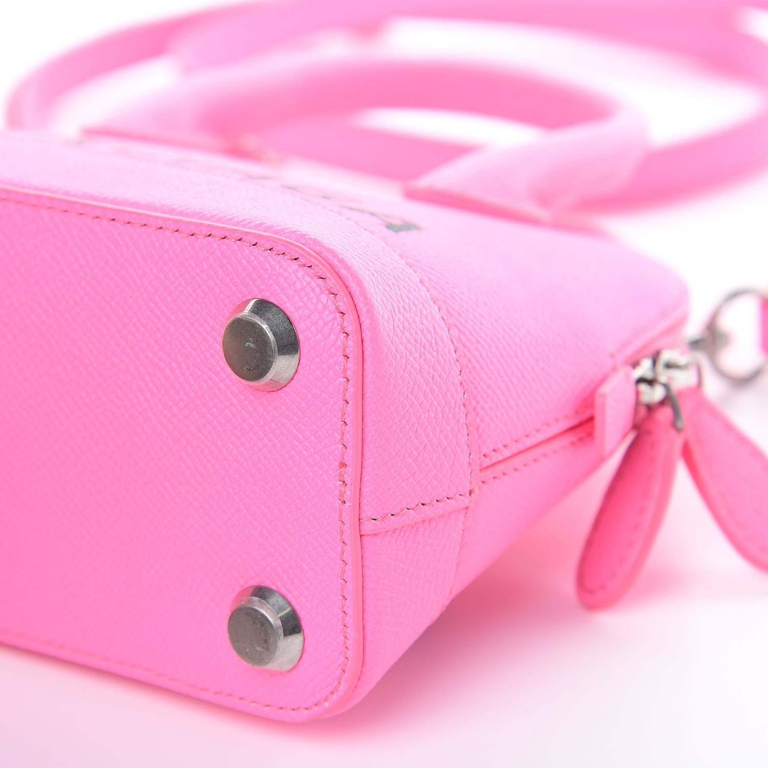 Balenciaga Signature Grained Calfskin Logo XXS Ville Top Handle Bag Acid Pink Black 8 of 10