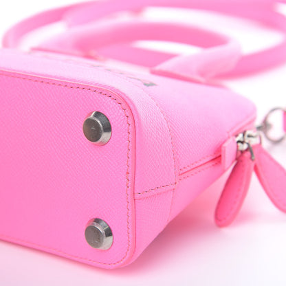 Balenciaga Signature Grained Calfskin Logo XXS Ville Top Handle Bag Acid Pink Black 8 of 10