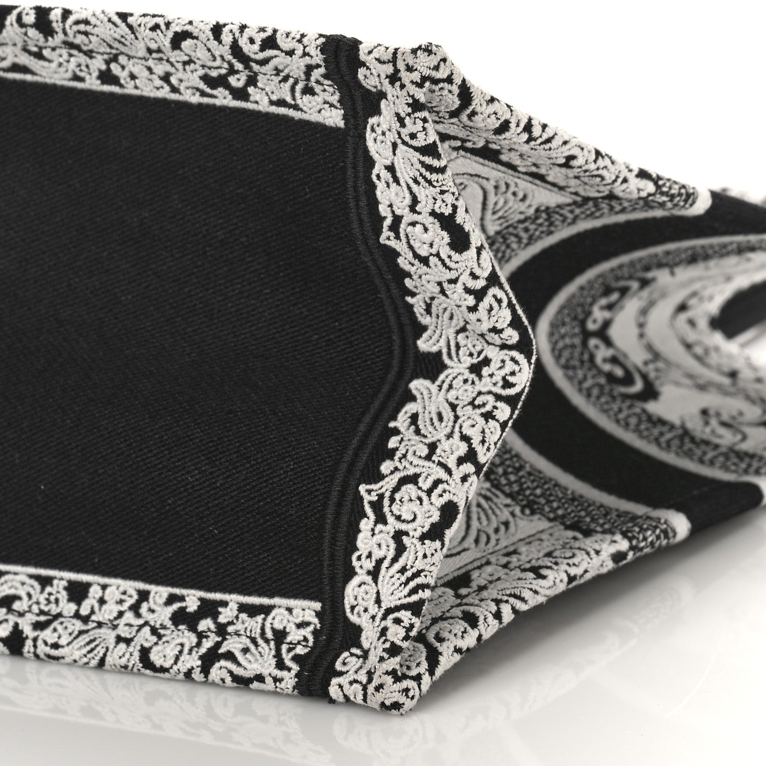 Christian Dior Canvas Embroidered Medium Ornamental Cornely Effect Book Tote Black White 8 of 8