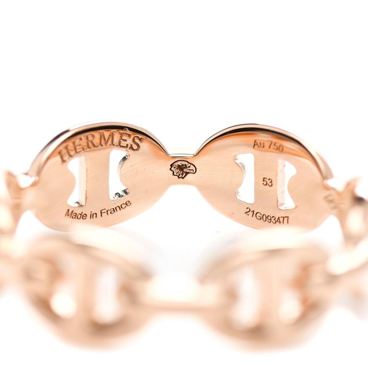 Hermes 18K Rose Gold PM Chaine D'Ancre Enchainee Ring 53 6.5 4 of 5