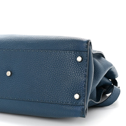 Fendi Cuoio Romano Selleria Bi-Color Medium Peekaboo Iconic Satchel Blue Latte 6 of 10