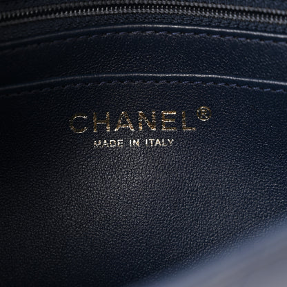 Chanel Lambskin Metal Quilted Twist Top Handle Flap With Chain Blue 6 of 10