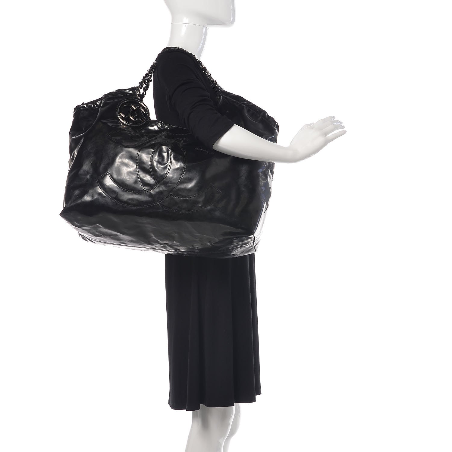 Chanel Vinyl XL Coco Cabas Black 2 of 17