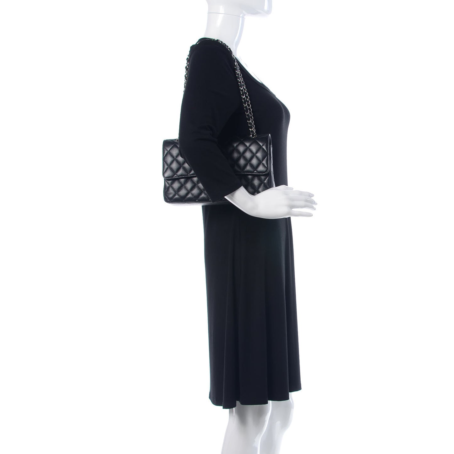 Caviar Quilted Medium Double Flap Black