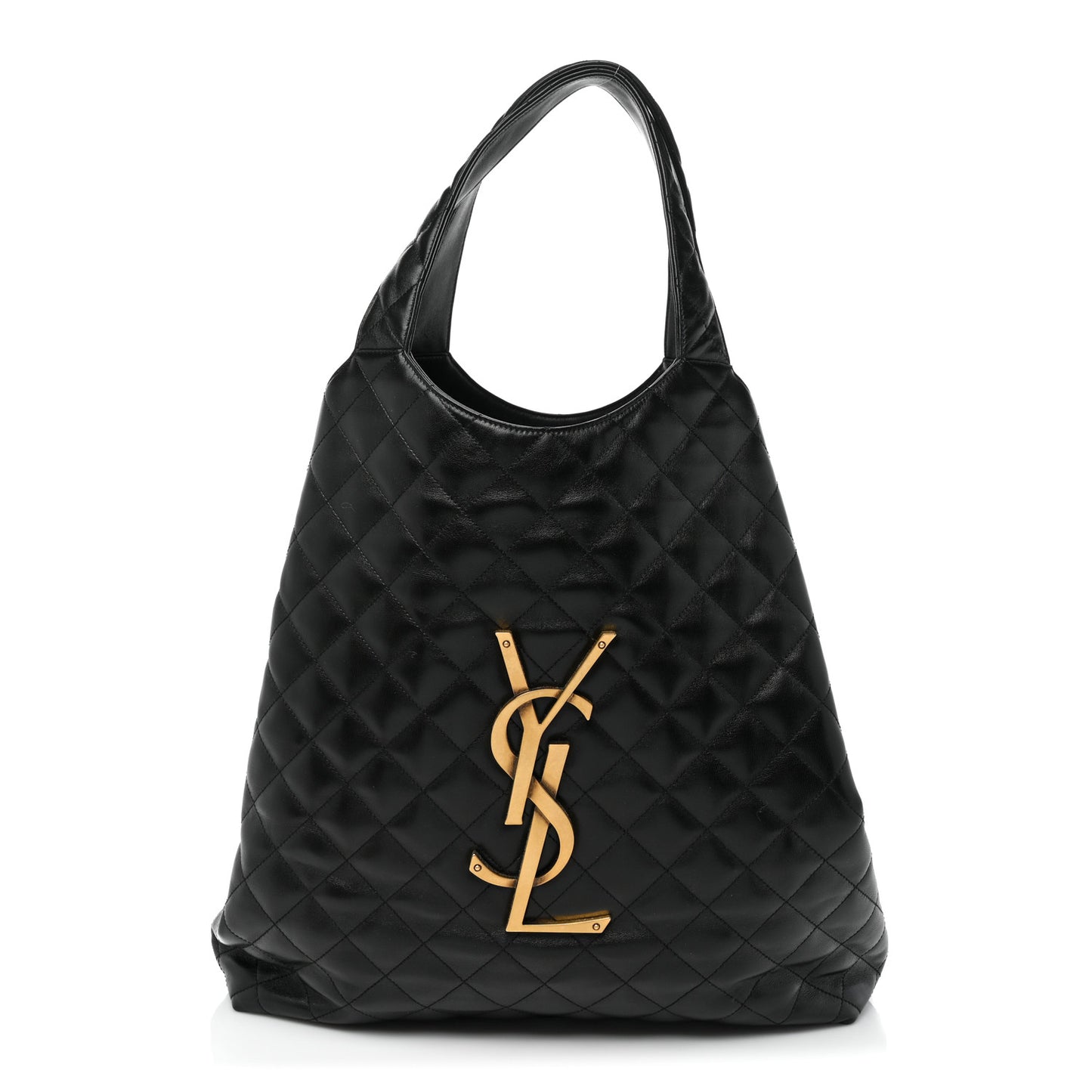 Lambskin Quilted Maxi Icare Shopping Tote Black