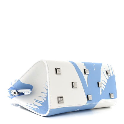 Salvatore Ferragamo Calfskin Print Mini The Studio Bag White Blue 4 of 10