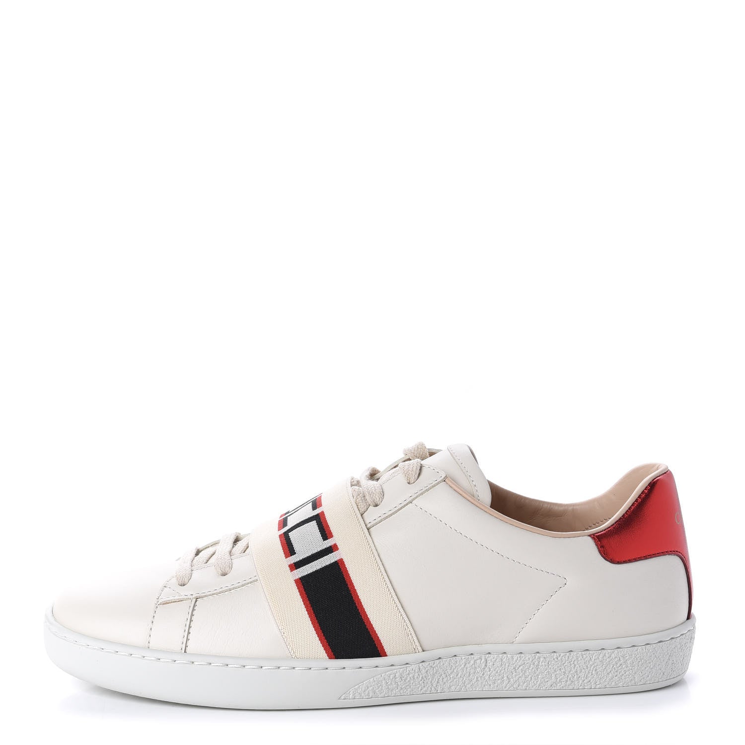 Gucci Calfskin Stripe Womens New Ace Sneakers 39 New Mystic White Ecru Red Flame 1 of 10