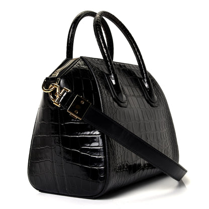 Givenchy Calfskin Crocodile Embossed Small Antigona Black 2 of 4