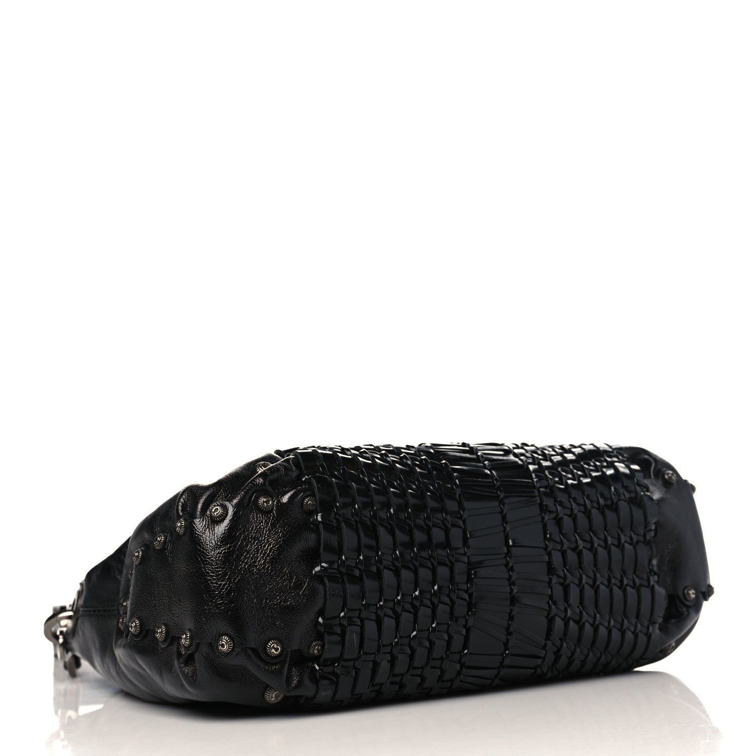 Salvatore Ferragamo Calfskin Woven Satchel Black 2 of 8