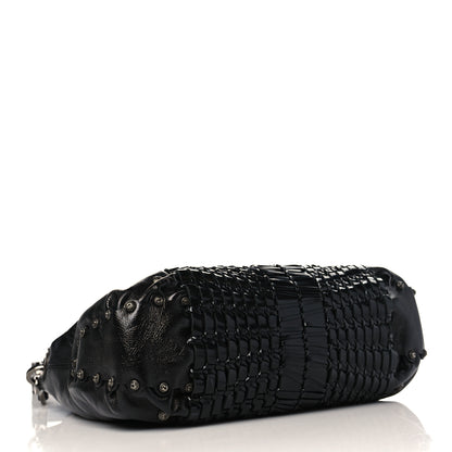 Salvatore Ferragamo Calfskin Woven Satchel Black 2 of 8