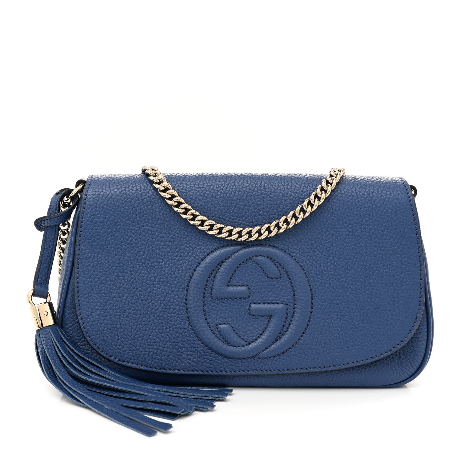 Gucci Pebbled Calfskin Medium Soho Flap Crossbody Caspian 1 of 12