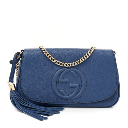 Gucci Pebbled Calfskin Medium Soho Flap Crossbody Caspian 1 of 12