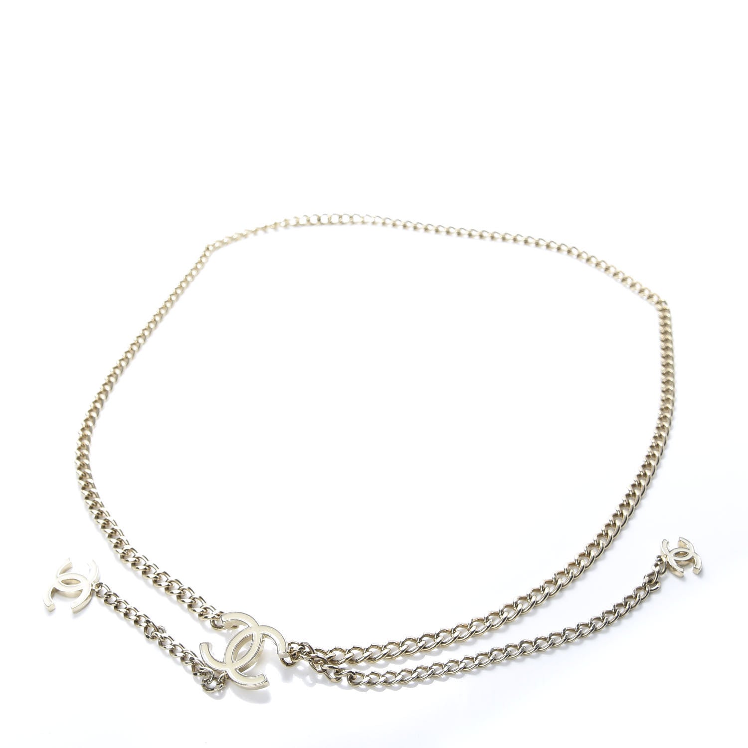Chanel Enamel CC Ceinture Fantai Adjustable Belt Gold White 1 of 4