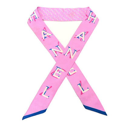Chanel Silk Twill Slim Bandeau Scarf Fuchsia White 1 of 5