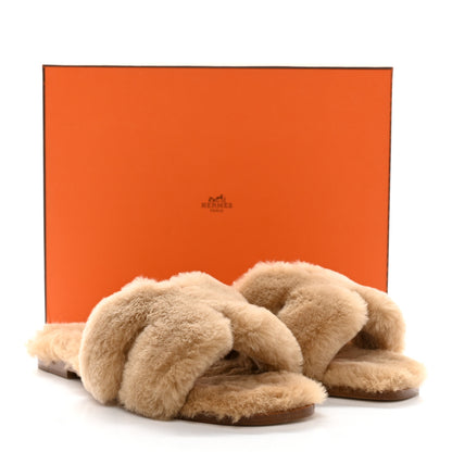 Hermes Woolskin Oran Sandals 40 Beige Argile 8 of 8