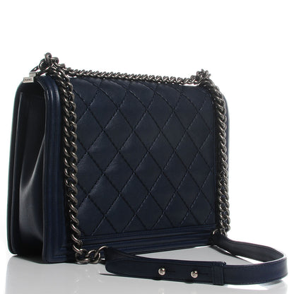 Chanel Calfskin Quilted Large Boy Flap Navy 3 of 8