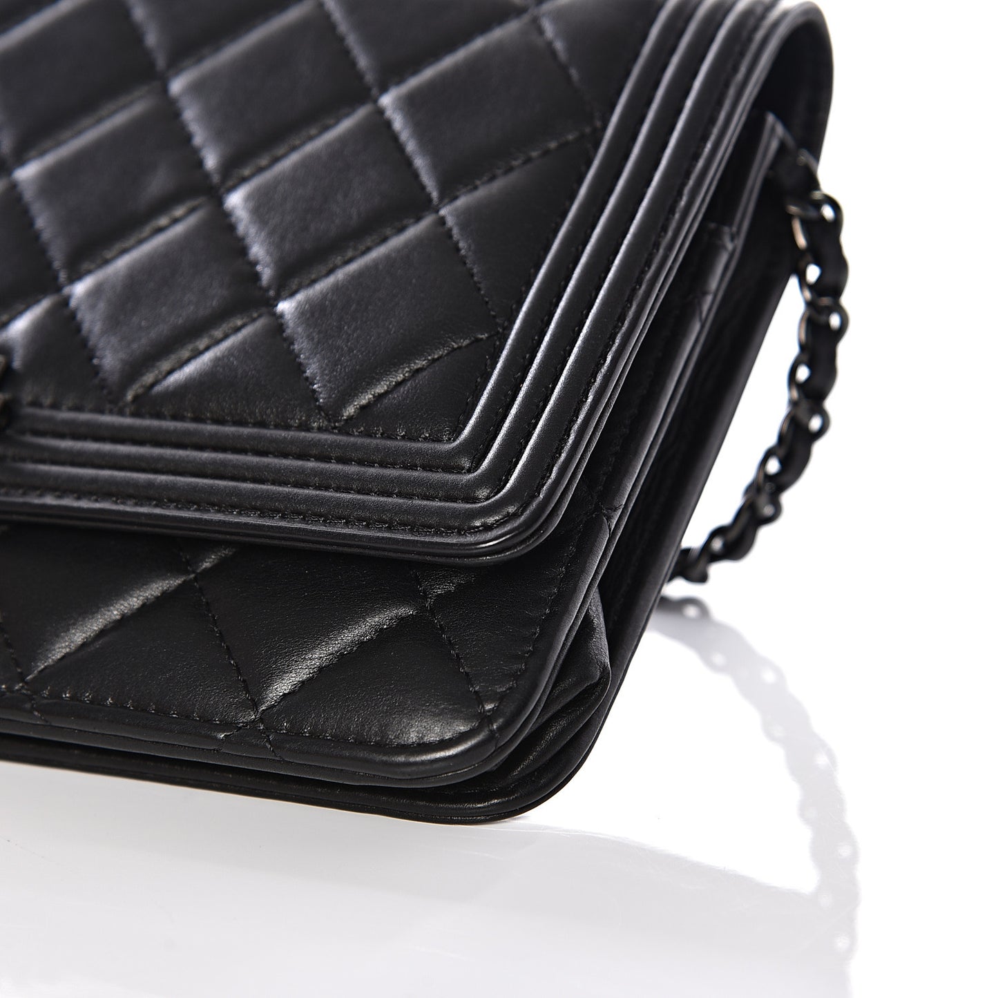 Calfskin Quilted Boy Wallet On Chain WOC So Black