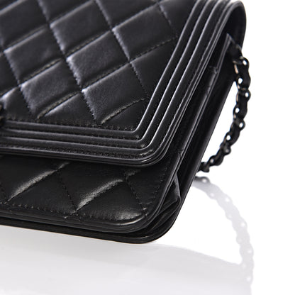 Chanel Calfskin Quilted Boy Wallet On Chain WOC So Black 9 of 12
