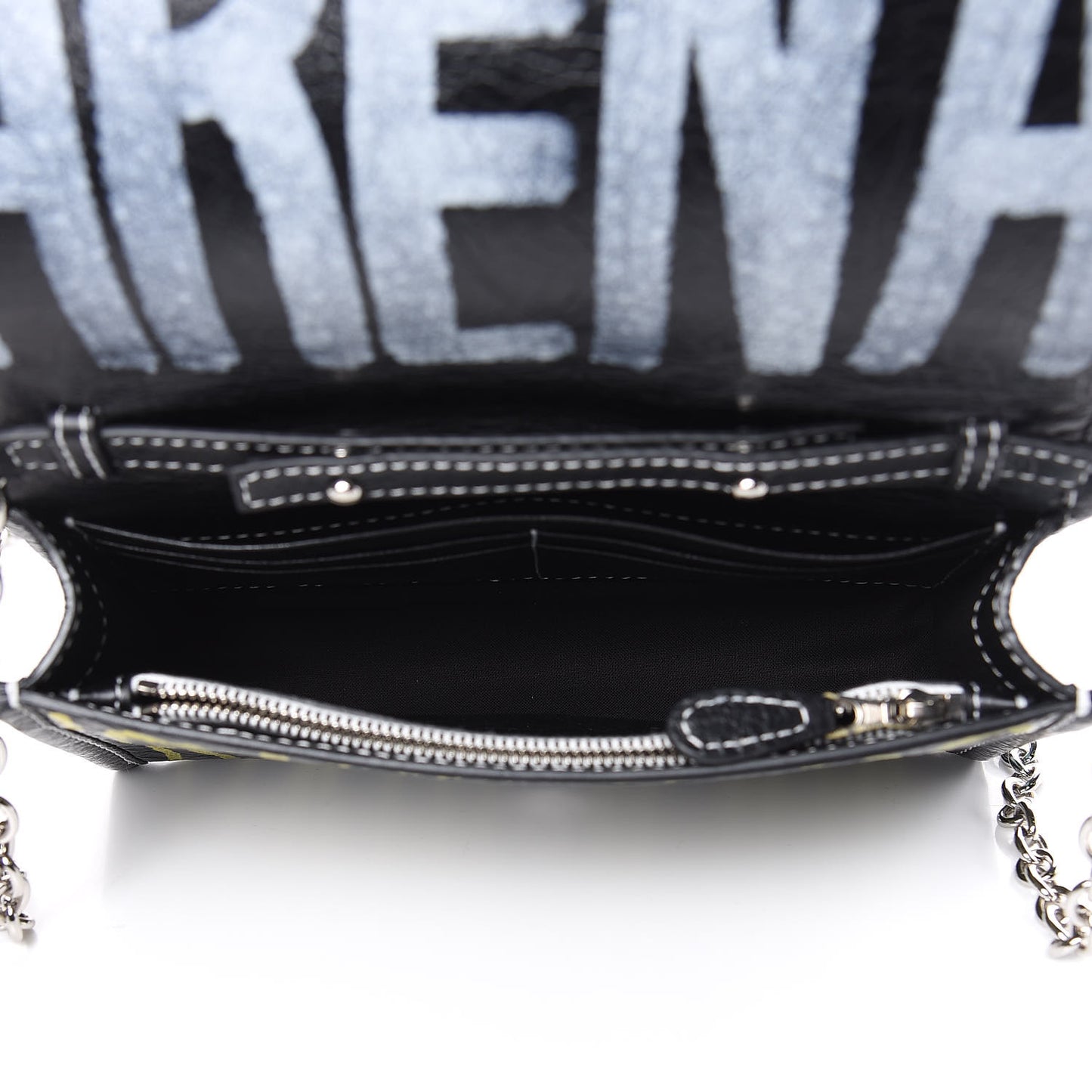 Agneau Arena Graffiti All Over Bazar Chain Shoulder Bag Black Multicolor