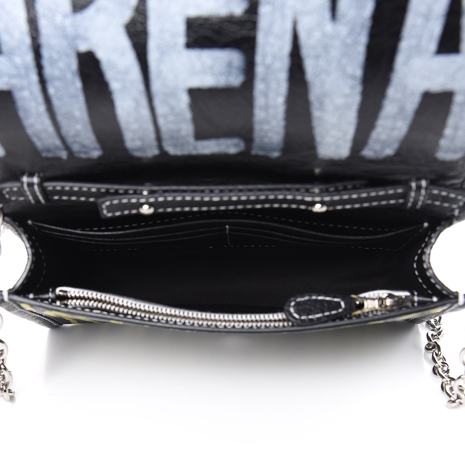 Balenciaga Agneau Arena Graffiti All Over Bazar Chain Shoulder Bag Black Multicolor 5 of 9